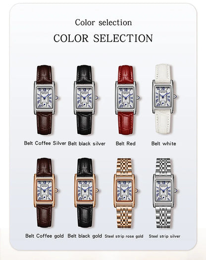 Sanda 1116 Elegant Leather Watch – Rectangle Dial Women’s Quartz Timepiece.