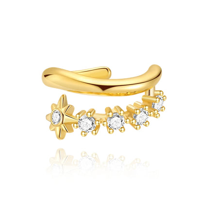 ROXI 925 Sterling Silver Double-Layer Zircon Clip Earring – Elegant No-Piercing Cuff for Women.