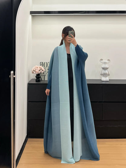 Gradient Bat Sleeve Trench – Retro Chic Coat with Scarf Colla.