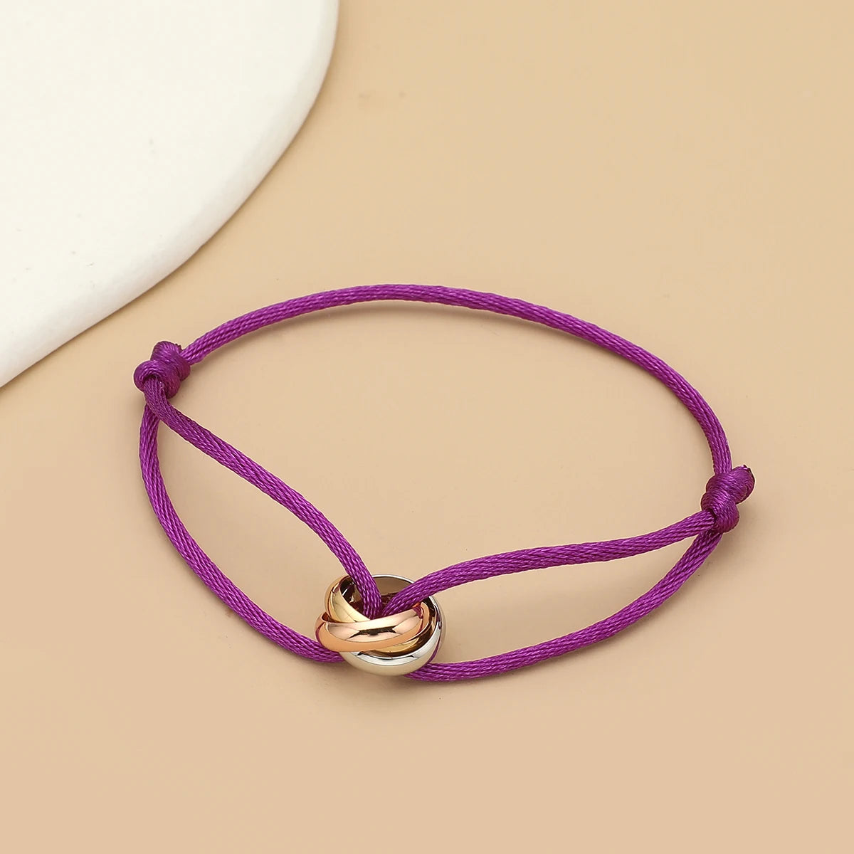 “Balance Trio™” Adjustable Rope Bracelet – Minimalist Unisex Stainless Steel Design.