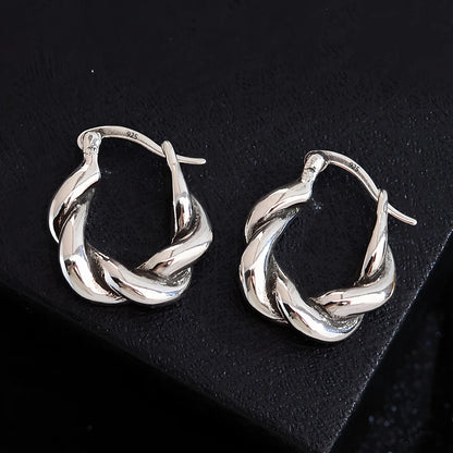 925 Sterling Silver Chunky Hoop Earrings – Geometric Trendy Jewelry for Women.