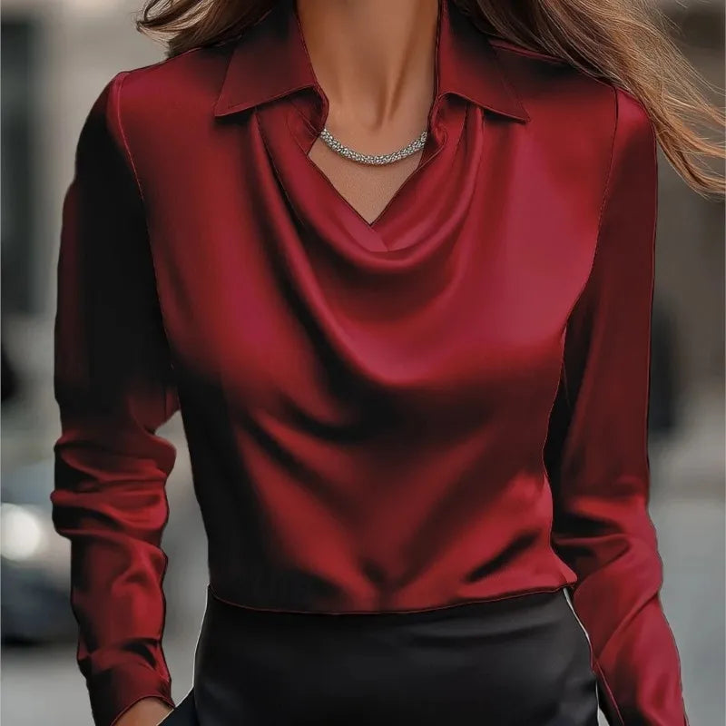 Silky Satin Women’s Blouse – Elegant Office & Casual Wear.