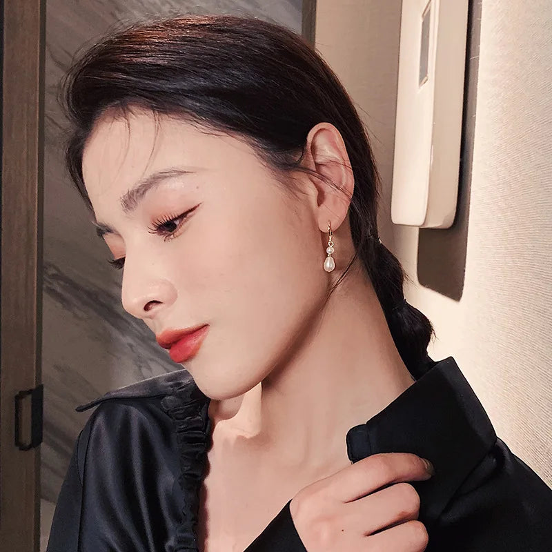 14K Gold Filled Baroque Pearl Tassel Earrings – Romantic Freshwater Studs for Women.