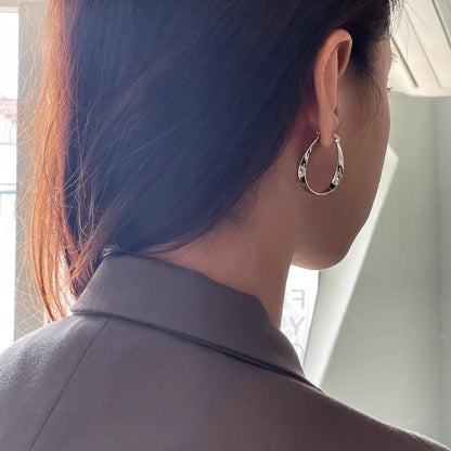 925 Sterling Silver Chunky Hoop Earrings – Geometric Trendy Jewelry for Women.