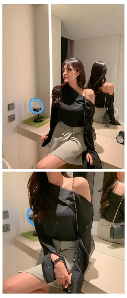 Chic Off-Shoulder Korean Blouse.