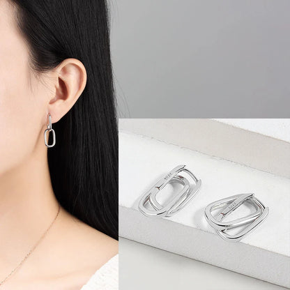 925 Sterling Silver Chunky Hoop Earrings – Geometric Trendy Jewelry for Women.