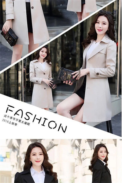 Double-Layered Trench Coat – Chic Mid-Length Spring/Autumn Jacket.