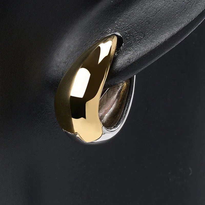 925 Sterling Silver Chunky Hoop Earrings – Geometric Trendy Jewelry for Women.