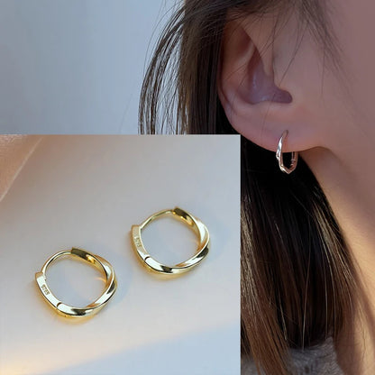 925 Sterling Silver Chunky Hoop Earrings – Geometric Trendy Jewelry for Women.
