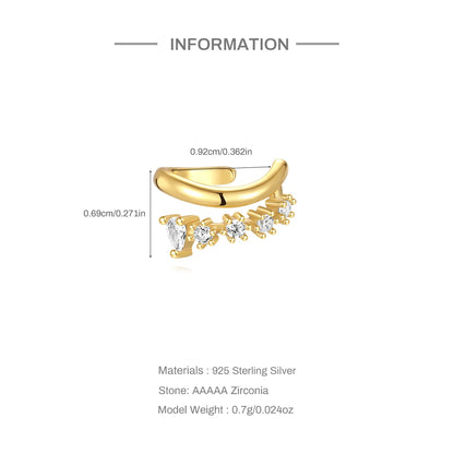 ROXI 925 Sterling Silver Double-Layer Zircon Clip Earring – Elegant No-Piercing Cuff for Women.