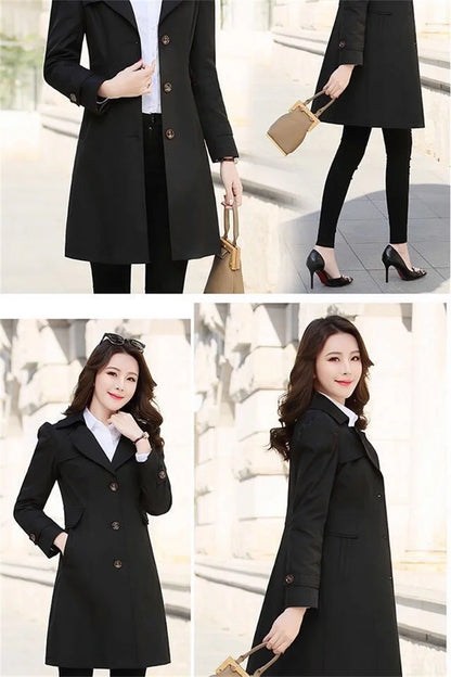 Double-Layered Trench Coat – Chic Mid-Length Spring/Autumn Jacket.