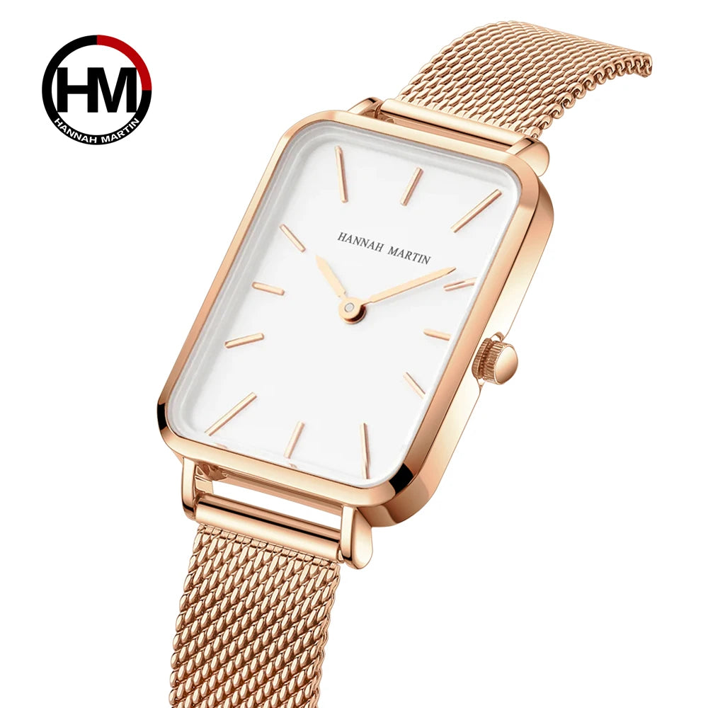 Elegant Luxury Rectangle Watch – Stainless Steel Women’s Quartz Timepiece.