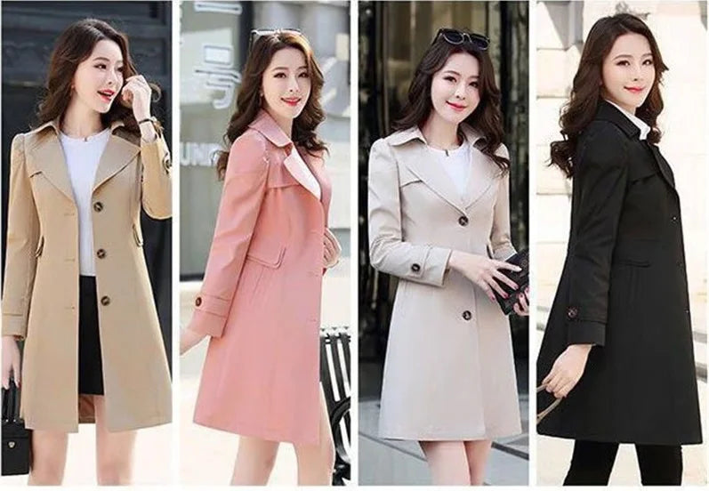 Double-Layered Trench Coat – Chic Mid-Length Spring/Autumn Jacket.