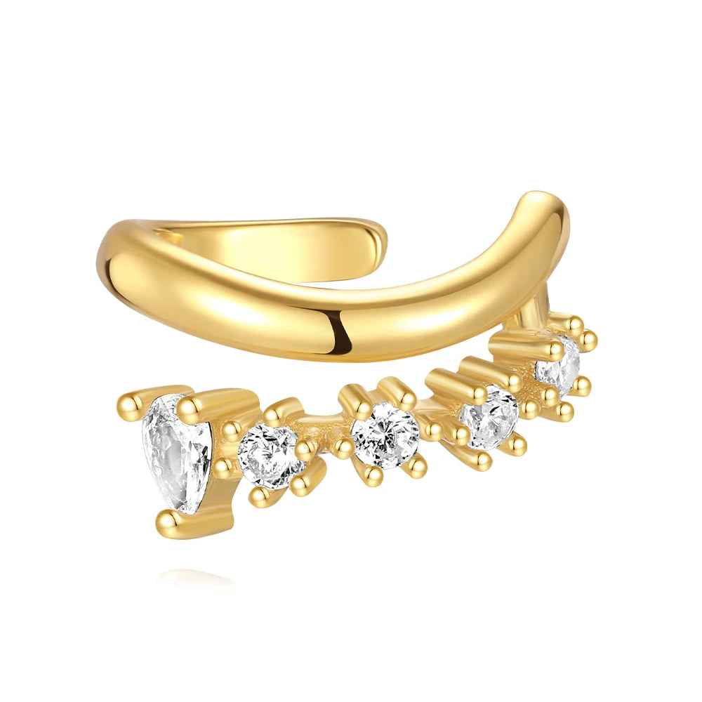 ROXI 925 Sterling Silver Double-Layer Zircon Clip Earring – Elegant No-Piercing Cuff for Women.