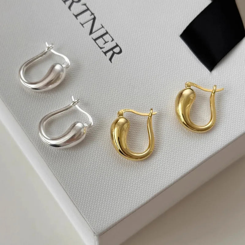 925 Sterling Silver Chunky Hoop Earrings – Geometric Trendy Jewelry for Women.