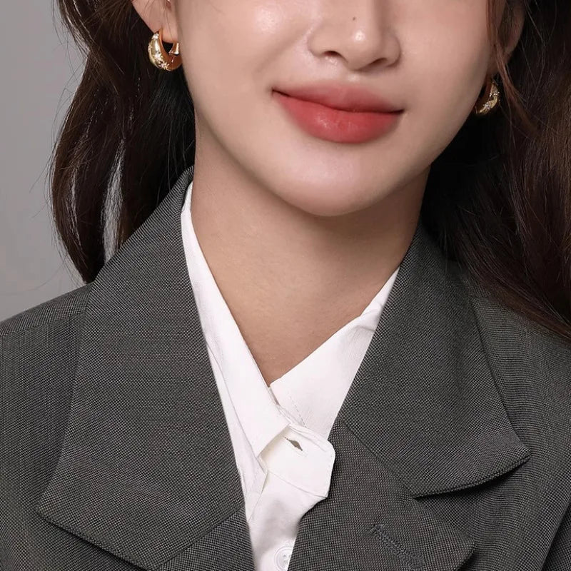 925 Sterling Silver Chunky Hoop Earrings – Geometric Trendy Jewelry for Women.