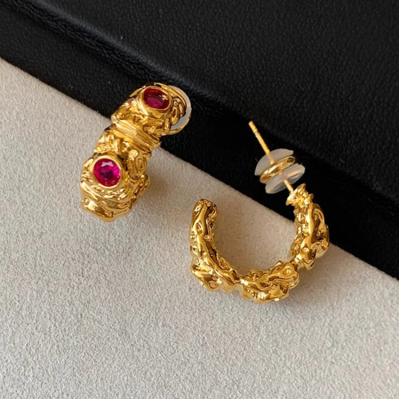 925 Sterling Silver Chunky Hoop Earrings – Geometric Trendy Jewelry for Women.