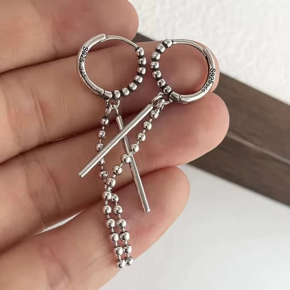 925 Sterling Silver Chunky Hoop Earrings – Geometric Trendy Jewelry for Women.