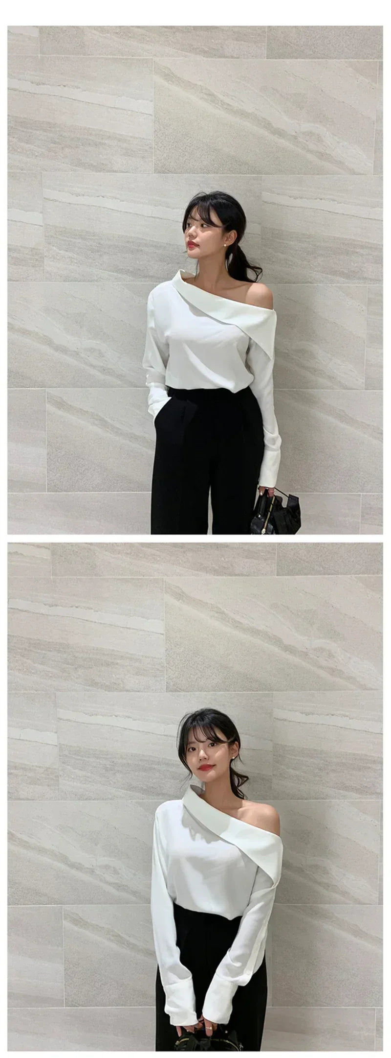 Chic Off-Shoulder Korean Blouse.