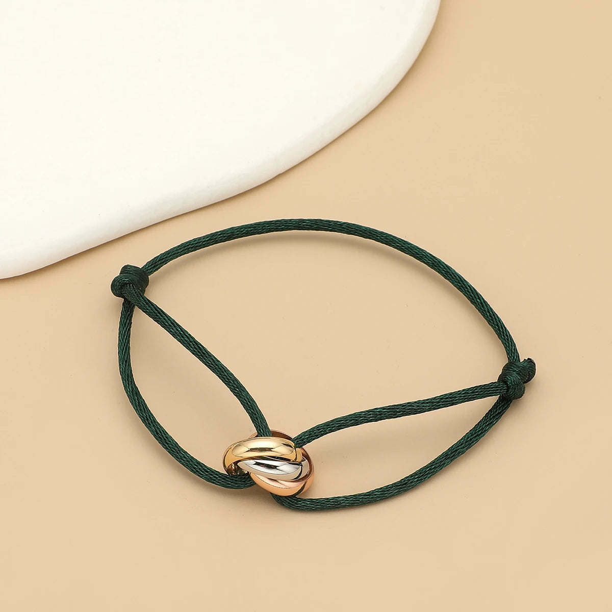 “Balance Trio™” Adjustable Rope Bracelet – Minimalist Unisex Stainless Steel Design.