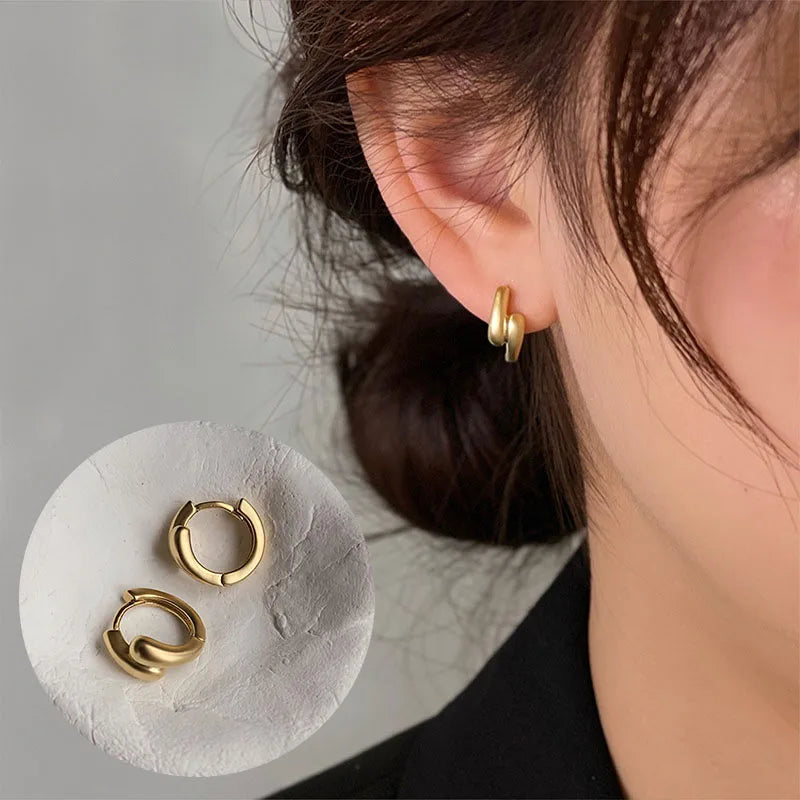 925 Sterling Silver Chunky Hoop Earrings – Geometric Trendy Jewelry for Women.