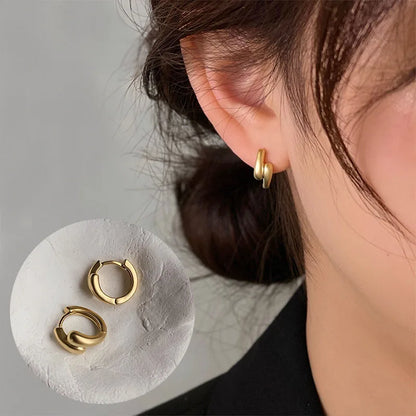 925 Sterling Silver Chunky Hoop Earrings – Geometric Trendy Jewelry for Women.