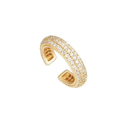 ROXI 925 Sterling Silver Double-Layer Zircon Clip Earring – Elegant No-Piercing Cuff for Women.