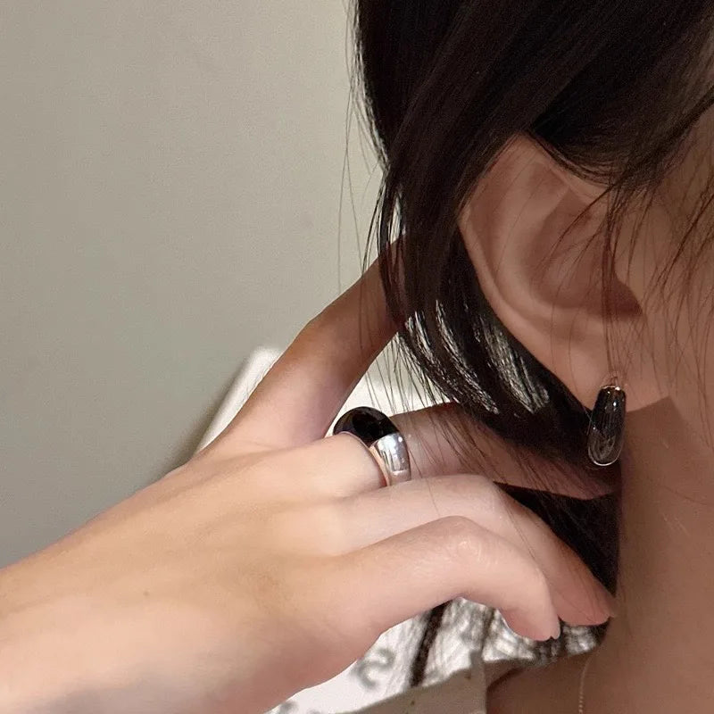 925 Sterling Silver Chunky Hoop Earrings – Geometric Trendy Jewelry for Women.