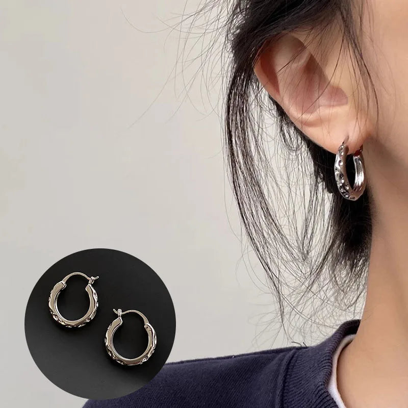 925 Sterling Silver Chunky Hoop Earrings – Geometric Trendy Jewelry for Women.
