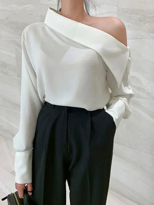 Chic Off-Shoulder Korean Blouse.