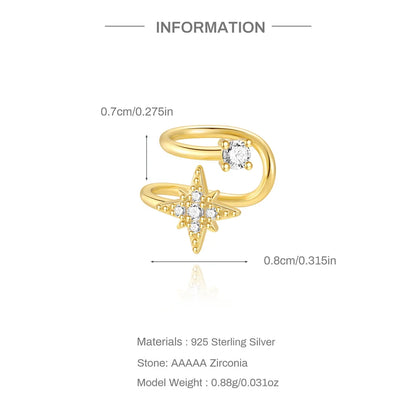 ROXI 925 Sterling Silver Double-Layer Zircon Clip Earring – Elegant No-Piercing Cuff for Women.