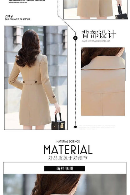 Double-Layered Trench Coat – Chic Mid-Length Spring/Autumn Jacket.
