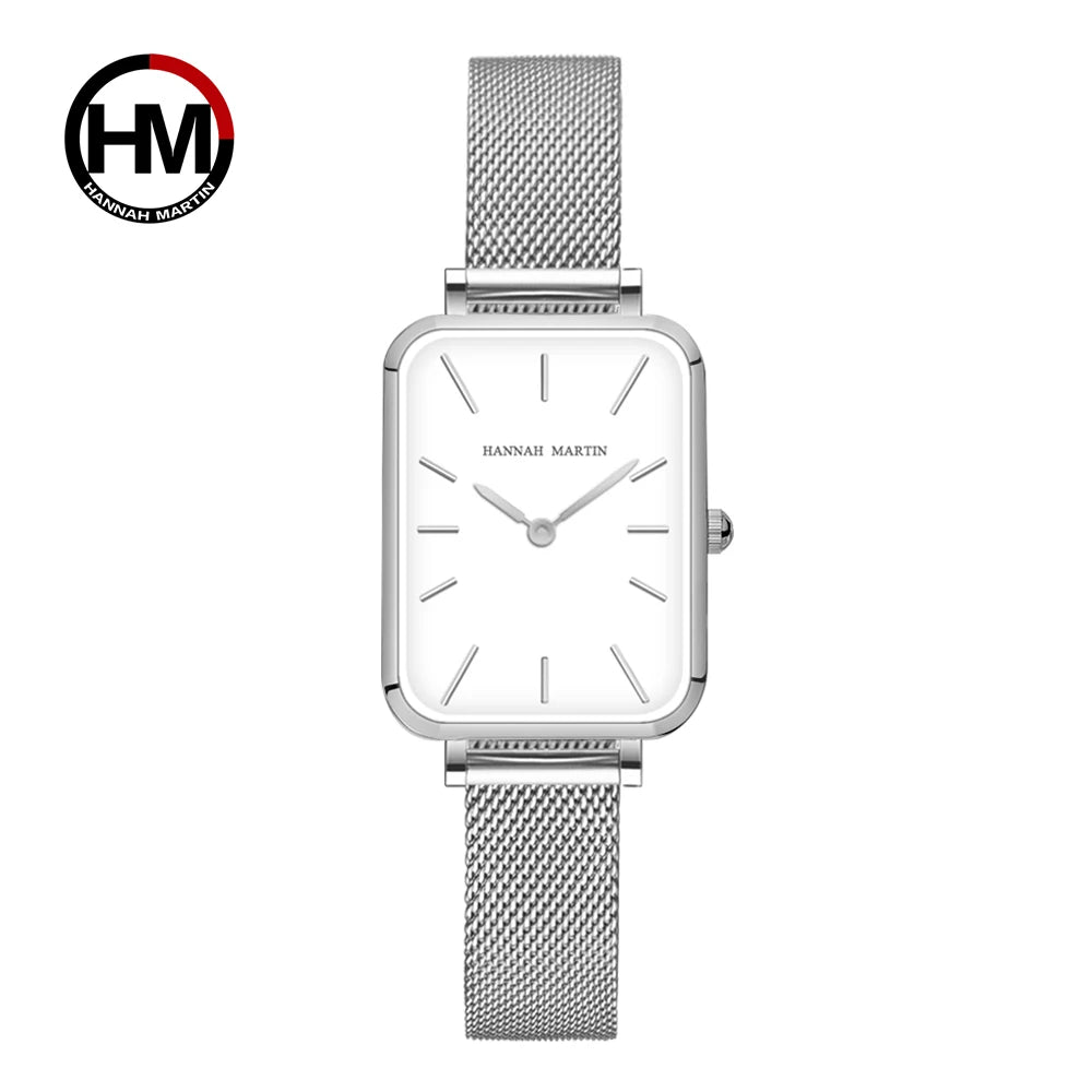 Elegant Luxury Rectangle Watch – Stainless Steel Women’s Quartz Timepiece.