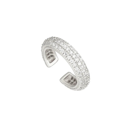 ROXI 925 Sterling Silver Double-Layer Zircon Clip Earring – Elegant No-Piercing Cuff for Women.