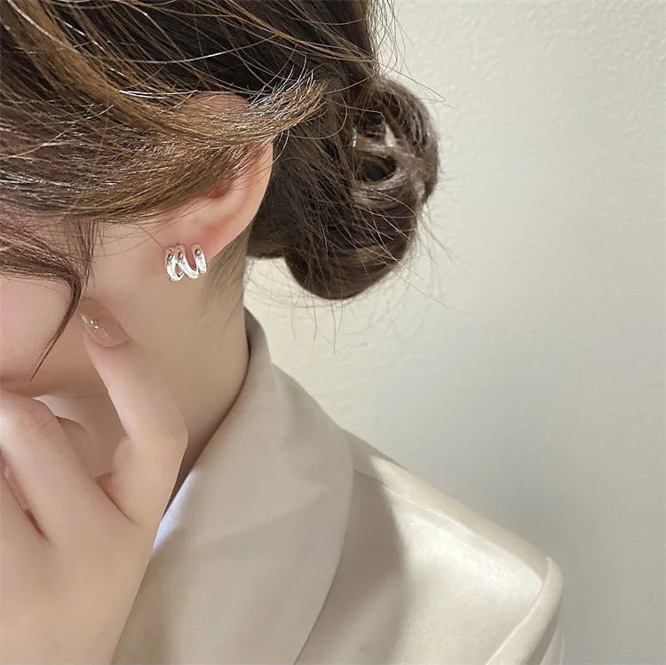 925 Sterling Silver Chunky Hoop Earrings – Geometric Trendy Jewelry for Women.