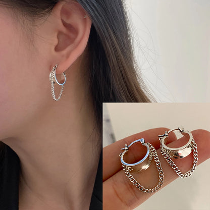 925 Sterling Silver Chunky Hoop Earrings – Geometric Trendy Jewelry for Women.