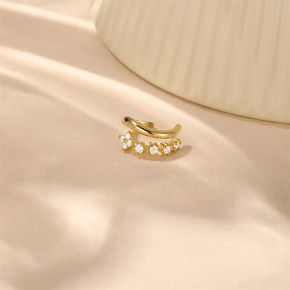 ROXI 925 Sterling Silver Double-Layer Zircon Clip Earring – Elegant No-Piercing Cuff for Women.