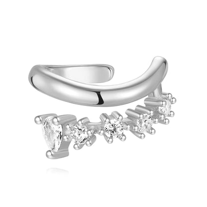 ROXI 925 Sterling Silver Double-Layer Zircon Clip Earring – Elegant No-Piercing Cuff for Women.