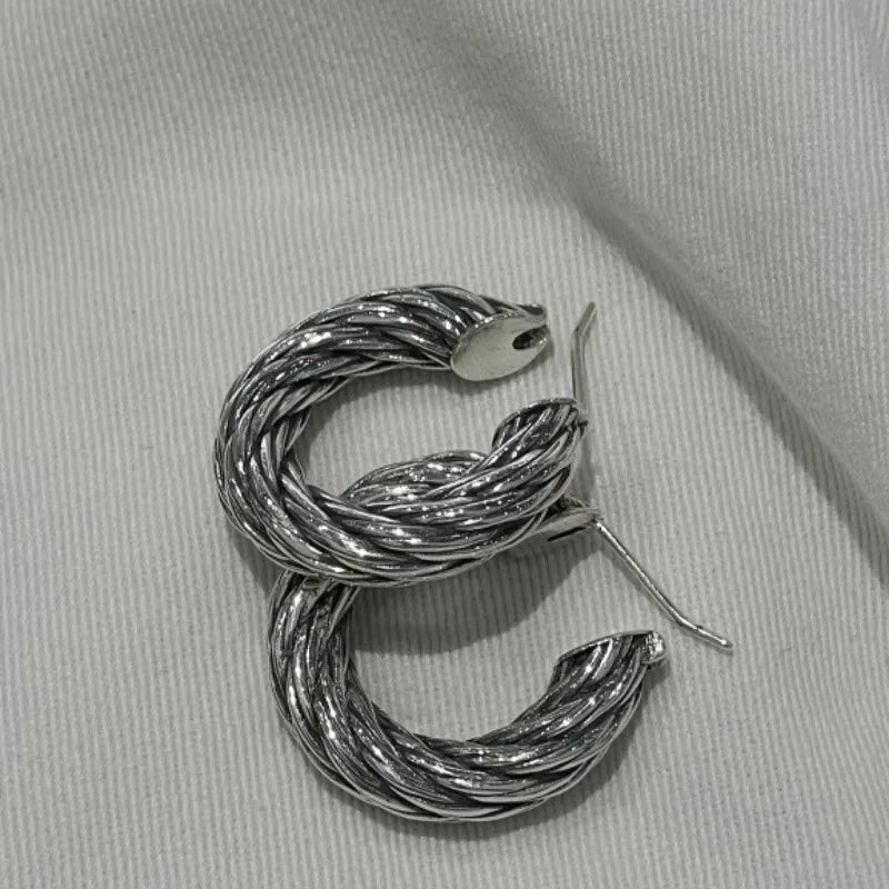 925 Sterling Silver Chunky Hoop Earrings – Geometric Trendy Jewelry for Women.