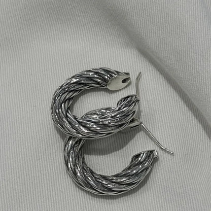 925 Sterling Silver Chunky Hoop Earrings – Geometric Trendy Jewelry for Women.