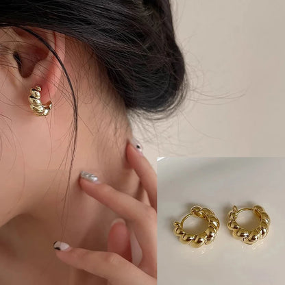 925 Sterling Silver Chunky Hoop Earrings – Geometric Trendy Jewelry for Women.