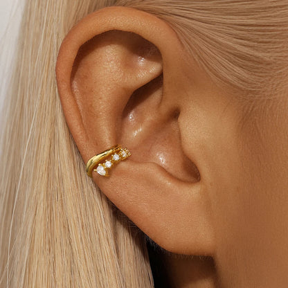 ROXI 925 Sterling Silver Double-Layer Zircon Clip Earring – Elegant No-Piercing Cuff for Women.