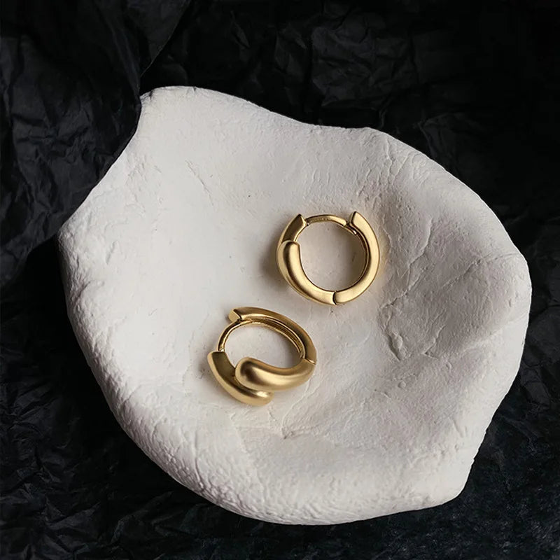 925 Sterling Silver Chunky Hoop Earrings – Geometric Trendy Jewelry for Women.