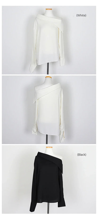 Chic Off-Shoulder Korean Blouse.
