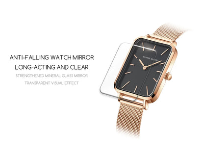Elegant Luxury Rectangle Watch – Stainless Steel Women’s Quartz Timepiece.