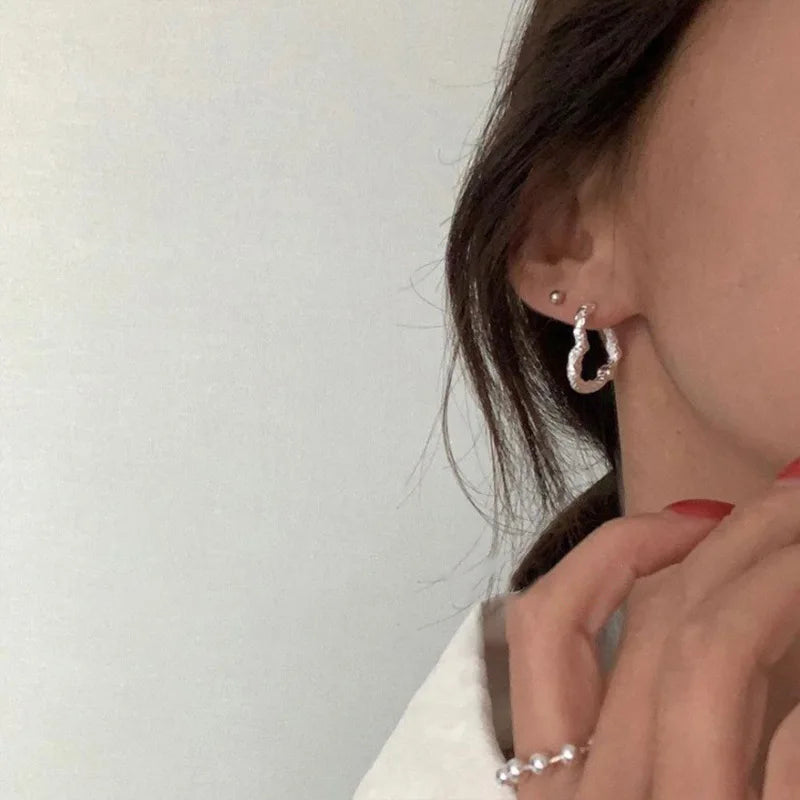 925 Sterling Silver Chunky Hoop Earrings – Geometric Trendy Jewelry for Women.