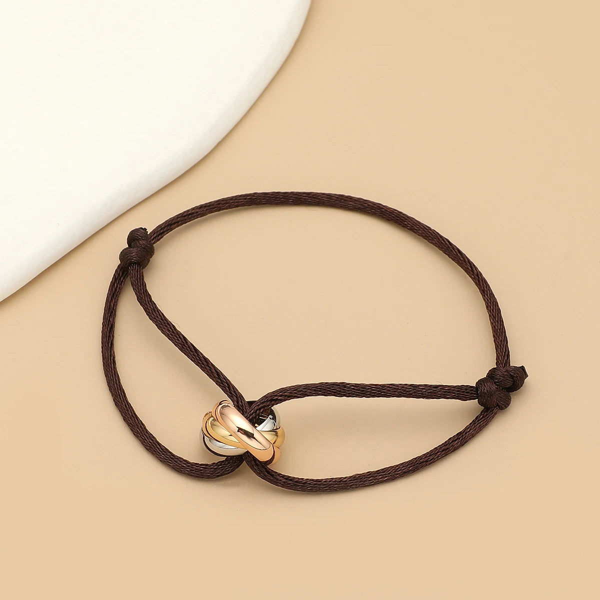 “Balance Trio™” Adjustable Rope Bracelet – Minimalist Unisex Stainless Steel Design.