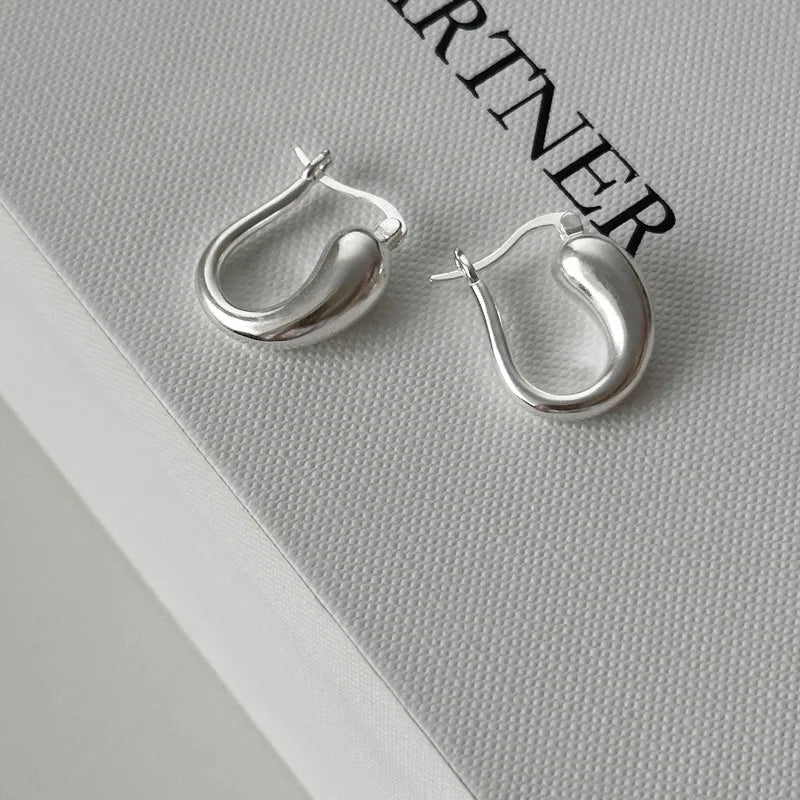 925 Sterling Silver Chunky Hoop Earrings – Geometric Trendy Jewelry for Women.